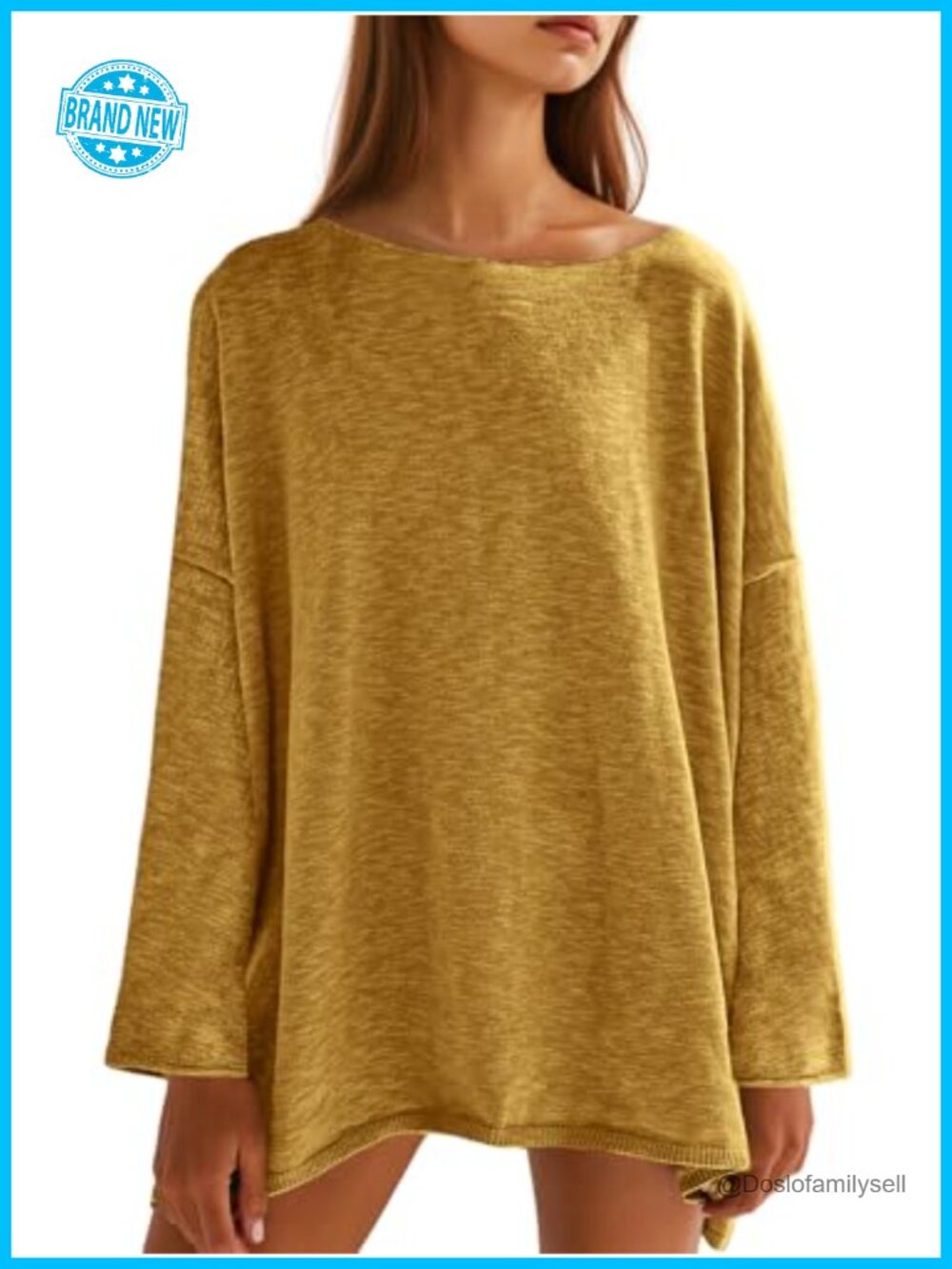 Oversized Knitted Long Sleeve Tunic Top Lightweight Pullover